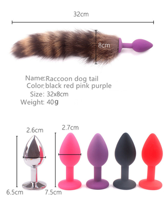 착용 할 수 있는 편안한 엉덩이 플러그 장난감 실리콘 여우 꼬리 엉덩이 플러그 꼬리 엉덩이 장난감 여성
