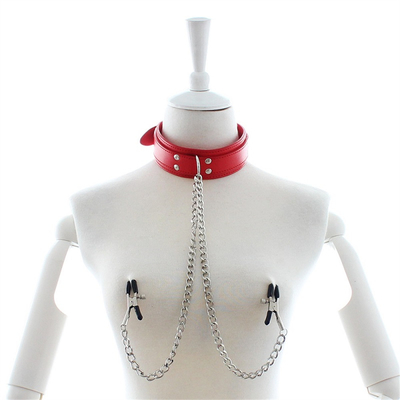 새 가죽 목걸이  Nipple 가슴 클램프 클립 체인 커플 SM 여자 섹스 장난감 섹스 도구 커플 성인 게임