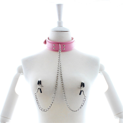 새 가죽 목걸이  Nipple 가슴 클램프 클립 체인 커플 SM 여자 섹스 장난감 섹스 도구 커플 성인 게임