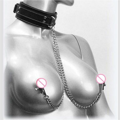 새 가죽 목걸이  Nipple 가슴 클램프 클립 체인 커플 SM 여자 섹스 장난감 섹스 도구 커플 성인 게임
