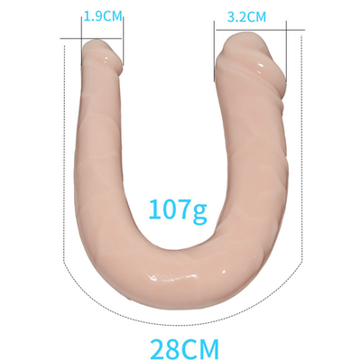 의학적 TPE 딜도 U형 딜도 두 개의 머리 페니스 여자 자위