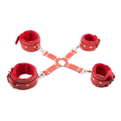 PU 가죽 검은 bondage 구속 수갑과 발목 수갑 벨트 BDSM 성인 게임