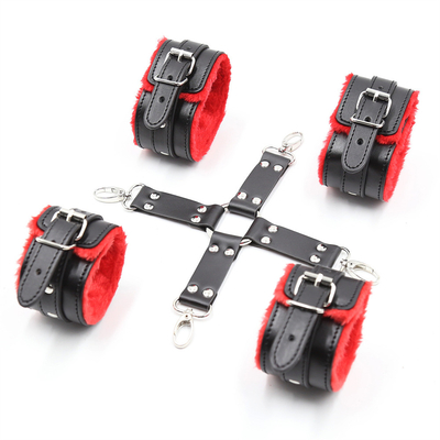 PU 가죽 검은 bondage 구속 수갑과 발목 수갑 벨트 BDSM 성인 게임