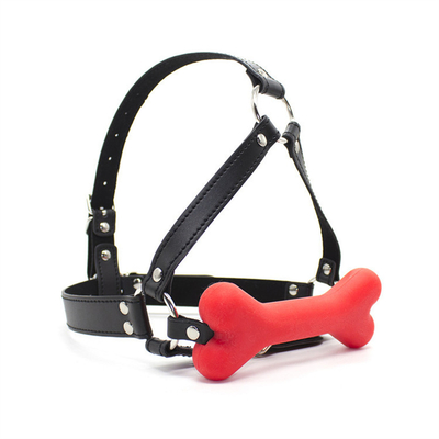 S.M. 개 뼈 입 입술 플러그 실리콘 BDSM 가죽 커플 플러팅 억제 장난감