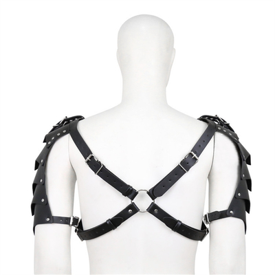 최신 쿨한 디자인 BDSM 봉제 페티시 남성 어깨띠 가짜 가죽 게이 검은 가슴 허리