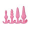 여자를 위한 분홍색/보라색 손잡이 반지 항문 마개 질 연약한 실리콘 항문 장난감