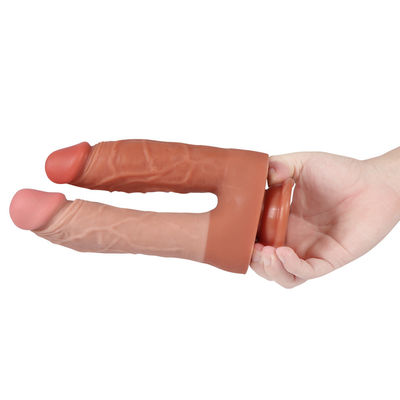 진짜 인공적인 거대한 딜도 라구 딜도 2 층 경도 내부 부드러운 외부 남근 주머니 거시기