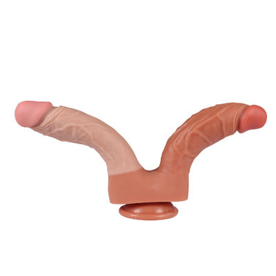 진짜 인공적인 거대한 딜도 라구 딜도 2 층 경도 내부 부드러운 외부 남근 주머니 거시기